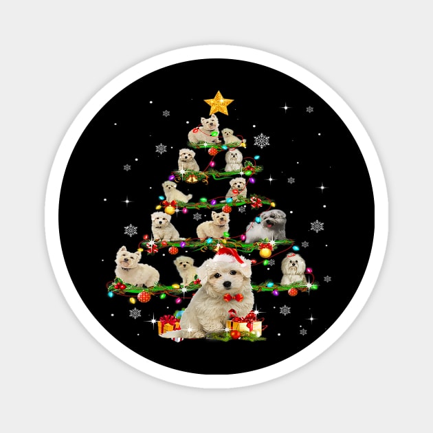 Maltese Tree Christmas Santa Hat Paw Up Star X Mas Magnet by Barnard